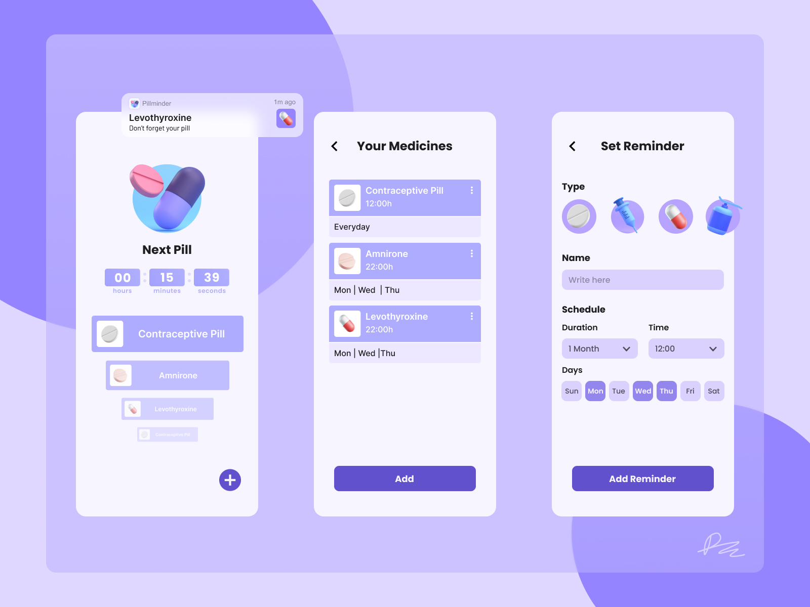 Pill Reminder App by Diogo Cardoso on Dribbble