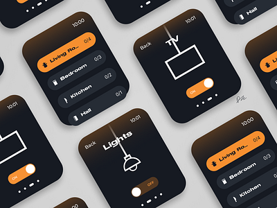 Smart Home - Smartwatch black bold dark darkmode home list orange smartwatch switch ui