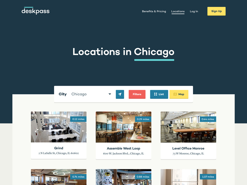 Deskpass Locations by Seth Kasky on Dribbble