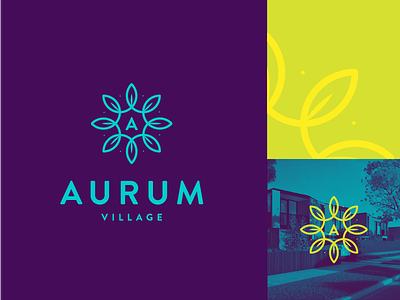 Aurum Village Branding Concept aurum branding flower icon logo retirement village