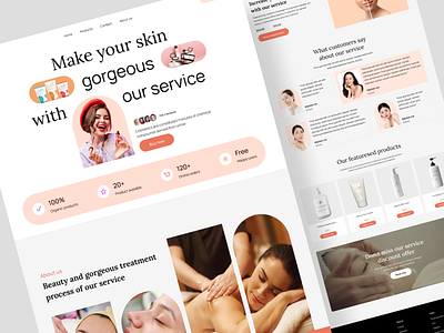 Beauty treatment website beauty cosmetics landing page skin care treatment ui design uiux web design website