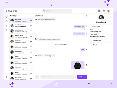 Live chat dashboard