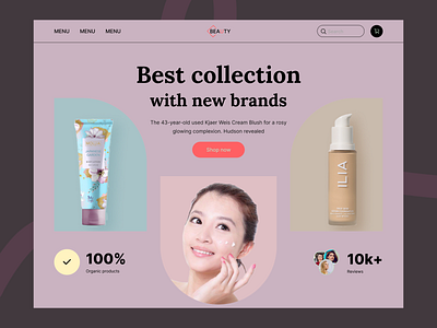 Beauty product website beauty product cosmetics header landing page product skincare ui design web design website