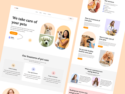 Pet care landing page