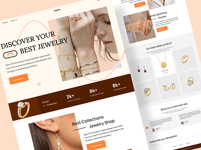 Jewelry landing page cosmetic ecommerce fashion jewelry landing page modern shop ui design web design website