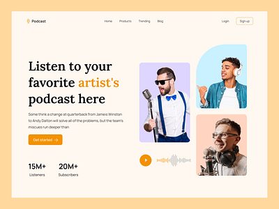 Podcast Landing Page audio clean figma header landing page minimal music platform podcast podcast website uidesign web design
