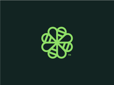 Lucky Bee bee branding clover geometric green logo logotype mark minimal organic shamrock simplicity