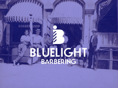 Bluelight Barbering design icon identity logo mark monogram