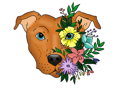 Flower doggo adobe branding cartoon design digitalization dog drawing graphic design illustration illustrator logo photoshop poster ui ux vector