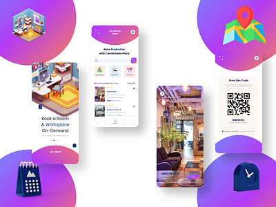 Co-Working Space App app design ui uiux userexperiencedesign userinterfacedesign ux webdesign