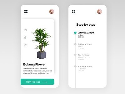 Flower plant application clean design flower flowers green ios iot profile simple step by step ui ux