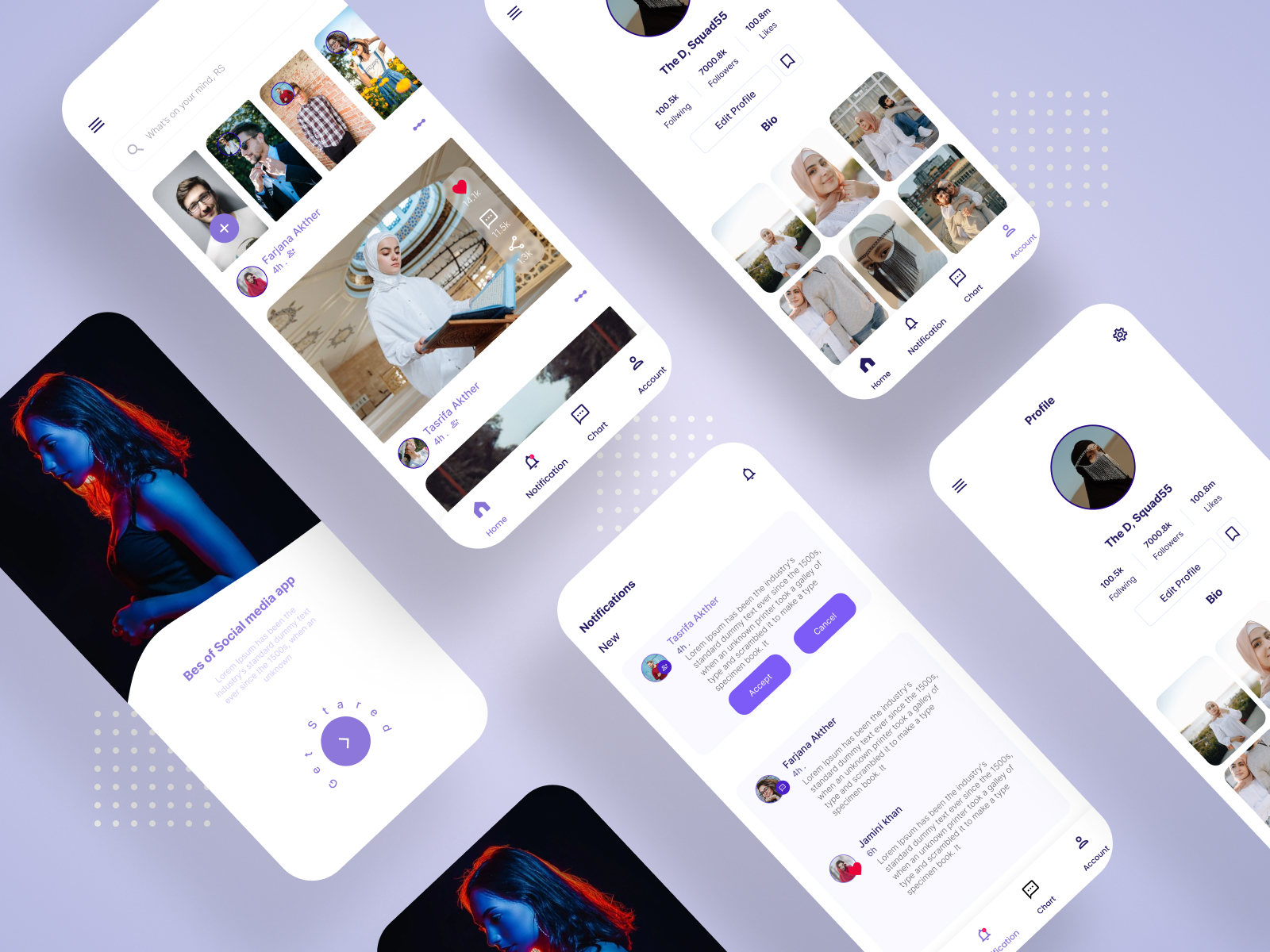 social media app UI by The D Squad on Dribbble