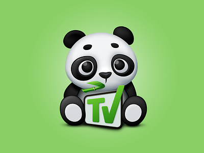 Panda baby bamboo feed green panda sit