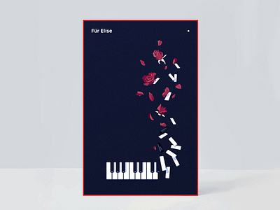 Für Elise fürelise illustration navy blue piano poster red rose therese