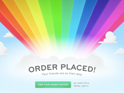 Rainbow Order Confirmation Page confirmation design ecommerce illustration order rainbow website