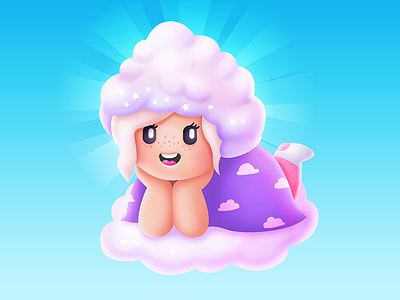 cloud girl cloud girl illustrator kawaii sky vector