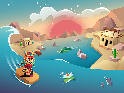 Magic river location 2 android art character concept game ios ketchapp location low poly magic river