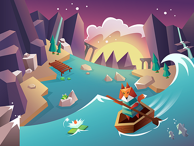 Magic river location 1 android art character concept game ios ketchapp location low poly magic river