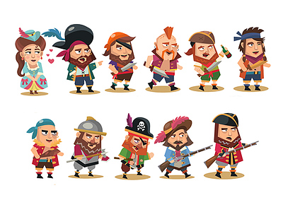 pirate saga characters art character design concept game low poly