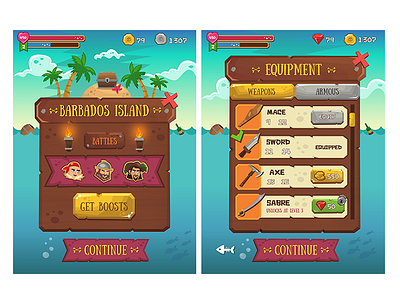 pirate saga game interface art concept game illustration interface match3 pirate vector
