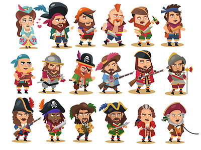 pirate saga characters all art character design concept game low poly