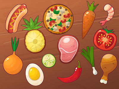 Chef Food food game kitchen vector vegetables