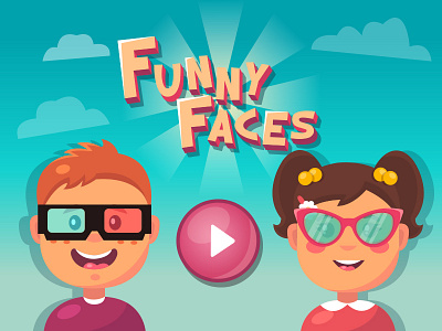 Fanny Faces boy faces game girl goggles kids vector