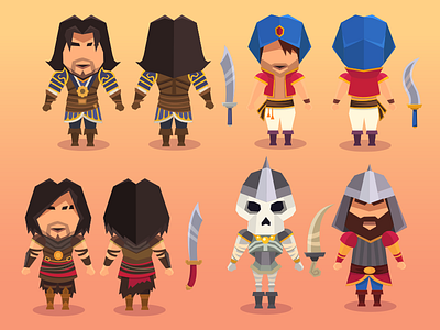 Prince characters character game low poly persia prince vector