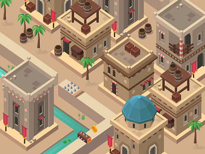 Prince_ loc 4 game houses locations low poly town vector