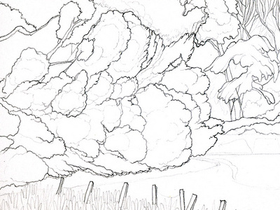 Geku illustration japan lake pencil