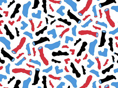 Cut Foot Walkin' Pattern black cyan foot pattern red walk