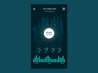 Sleep Tracker app challenge infographic moon night pie charts sketch sleep sleeping stars statistics tracker ui ux