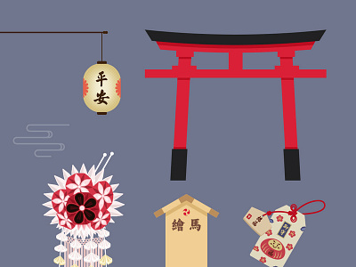 Japanese illustration elements日式和风小物元素 illustration japanese