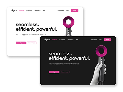 Dyson Redesign Hero section branding design dyson hairdryer hero home landing page pink redesign theme ui ux