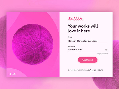 Hello Dribbble! 1st shot 3d basketball cinema4d color design designer fur hello dribble login nice pink purple ui web deisgn website