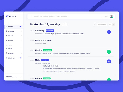 E-School app app concept belarus callendar desctop diary education grades gradient list minsk nice online education purple schedule school table timetable typography ui