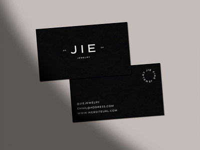 Minimal business card design for jewelry brand