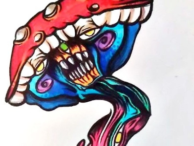 Mushroom Monster branding design drawing graphic design illustration ink logo
