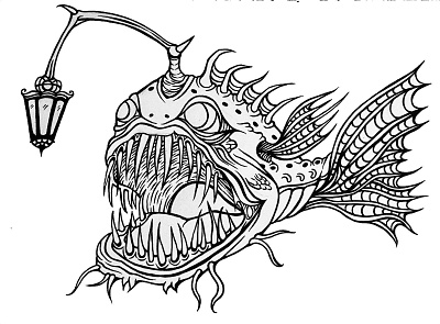 Angler Fish branding design drawing graphic design illustration ink logo