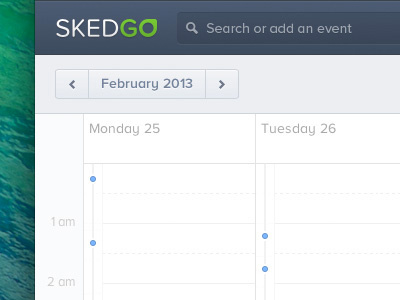 Skedgo Calendar app calendar logo seachbar search timeline web