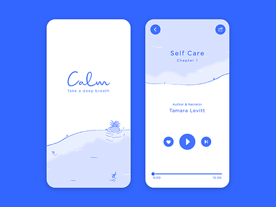 Calm app alternative design concept app audio audiobook branding calm concept flat illustration logo meditation mobile player soundcloud splashscreen typography ui ux