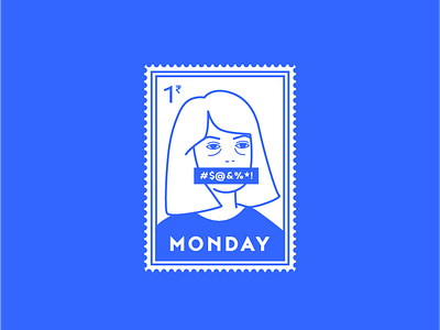 Monday design flat illustration minimal stamp type typography vector