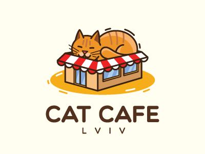 Cat Сafe animals cafe cat flat food logo