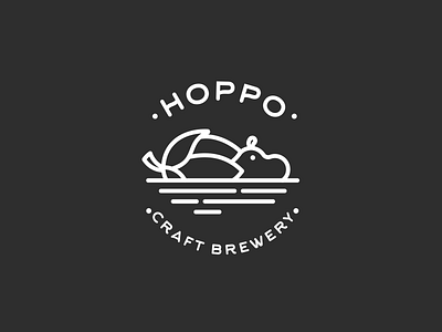 Hoppo animal black brewery craft hippo hop logo white