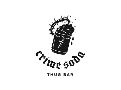 Crime Soda crime cross crown illustration logo monochrome soda soda can thorns thug
