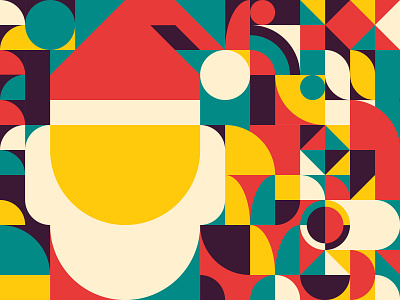 Santa in "bauhaus" style branding design illustration vector