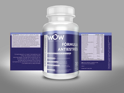 "WOW food nature" multivitamin label and logo design