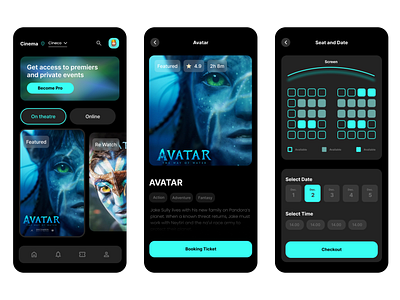 Cinema App design graphic design produc design ui ux