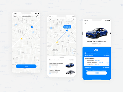 Car rental app design ui