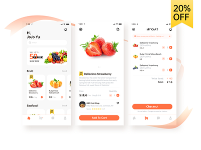 Fresh food e-commerce app design ui